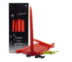 American-Elm Pack of 10 Ascented 0.7x10 In Red Twisted Tapered Candle For Diwali and Brithday Party or For Home Decor