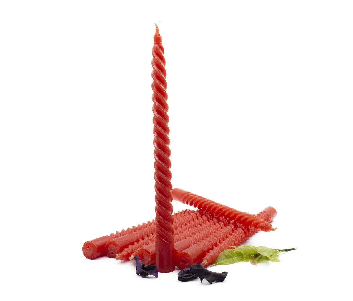 American-Elm Pack of 10 Ascented 0.7x10 In Red Twisted Tapered Candle For Diwali and Brithday Party or For Home Decor