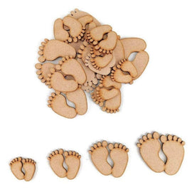 AmericanElm Pack of 10 Pcs Wooden Baby Feet Pair MDF Craft Shapes for Newborn Birth Decoration, Embellishment