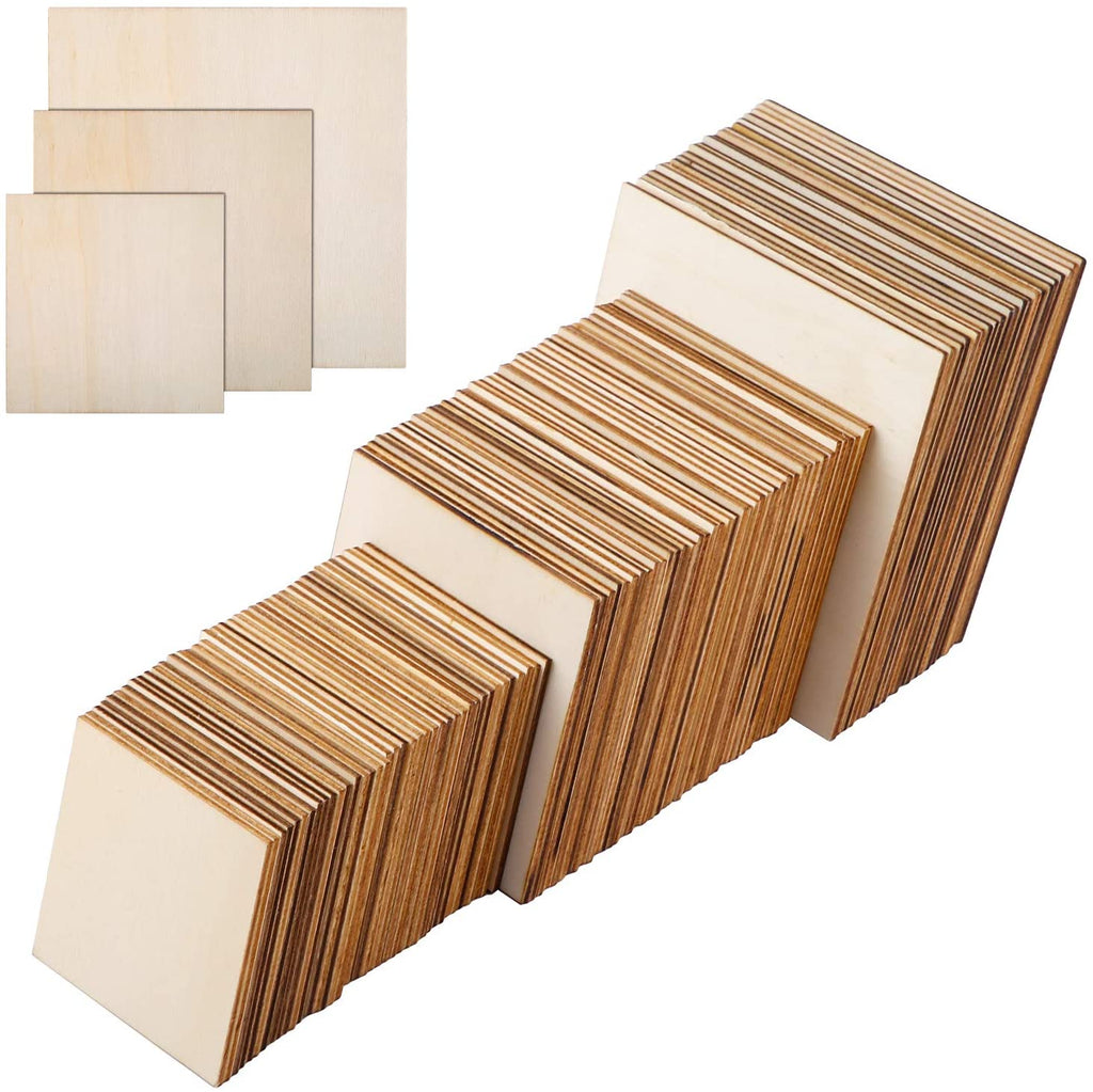 100pcs 3.5X4.5CM Unfinished Natural Wood Rectangle Blank Pieces Wooden Tags  Slices for Arts 