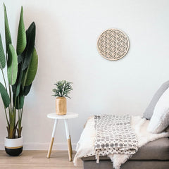 Cliths Fourth Level 12 Inch Flower of Life, Sacred Geometry Wood Wall Art, Spiritual Home Decor for Yoga/Meditation, Chakra