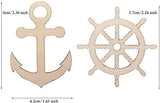 Hasoer Wooden Anchor and Rudder Cutout Shape for Crafts Decoration, 30 Pcs Small Wood Anchor Rudder Cutouts